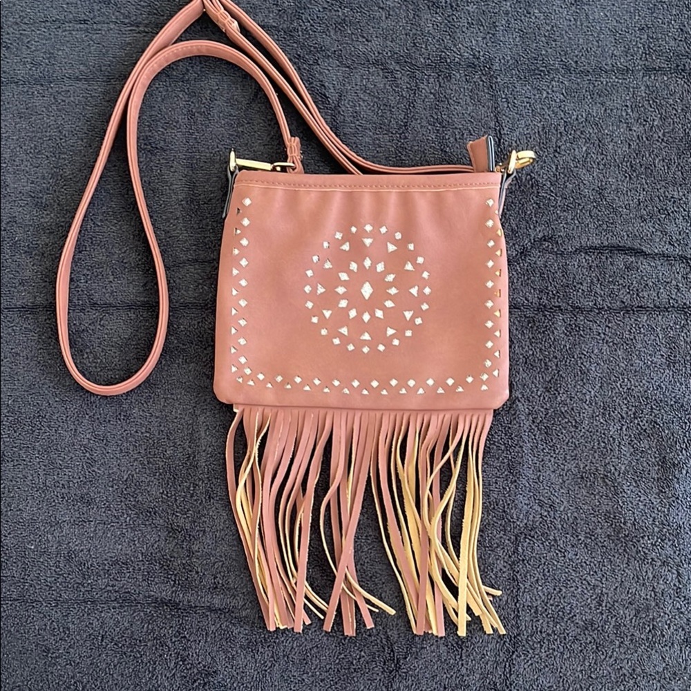 Stylish Pink Fringe Crossbody Bag